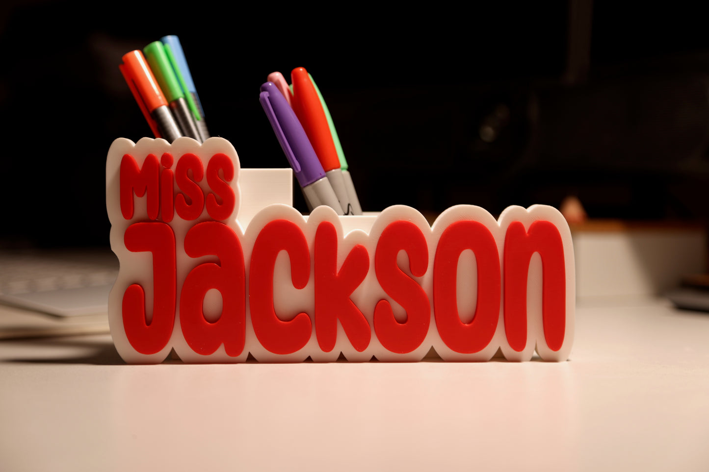 Custom Desk Organiser with 3D Name Plate – Personalized Gift for Teachers & Office Desks