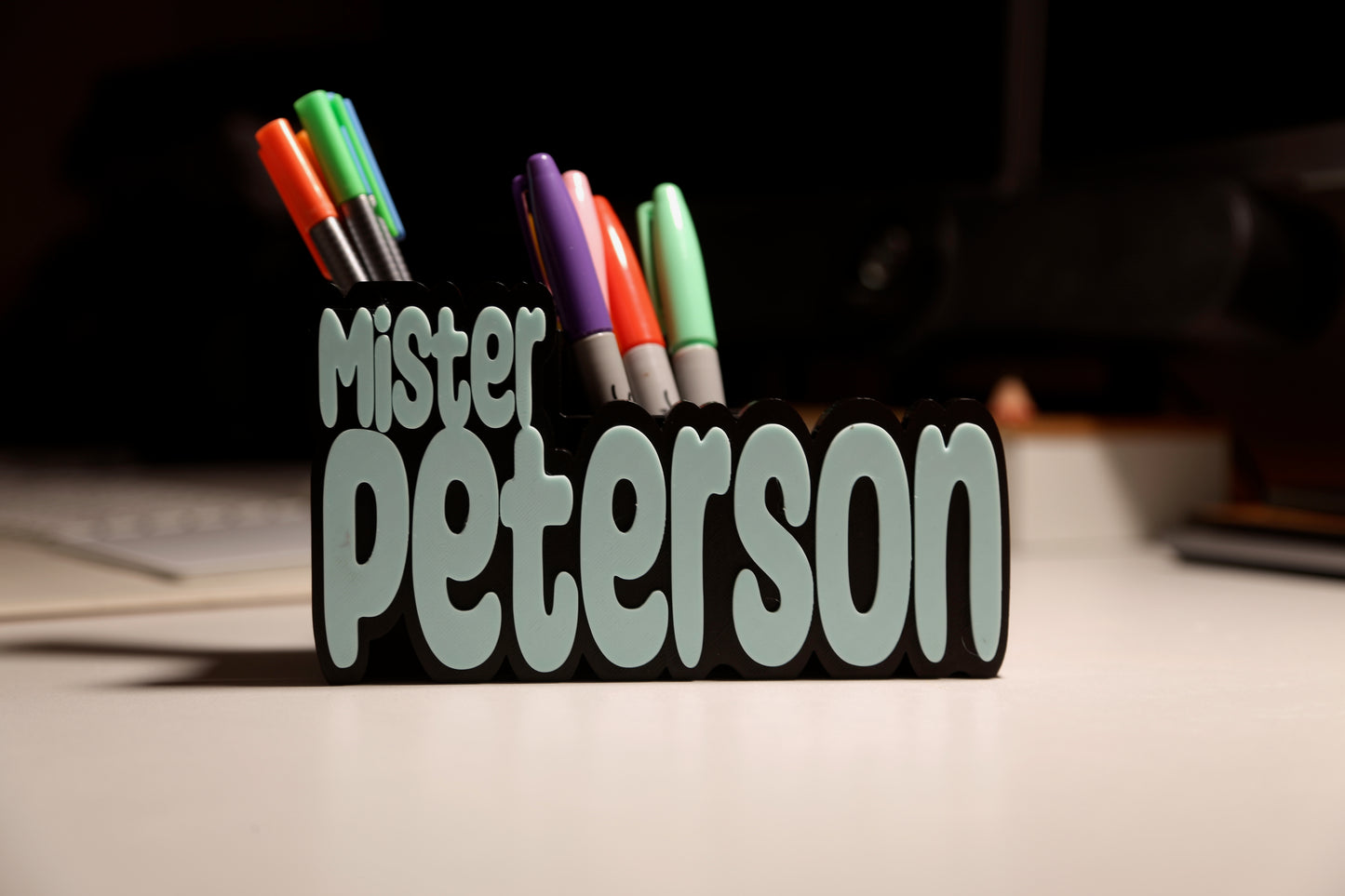 Custom Desk Organiser with 3D Name Plate – Personalized Gift for Teachers & Office Desks