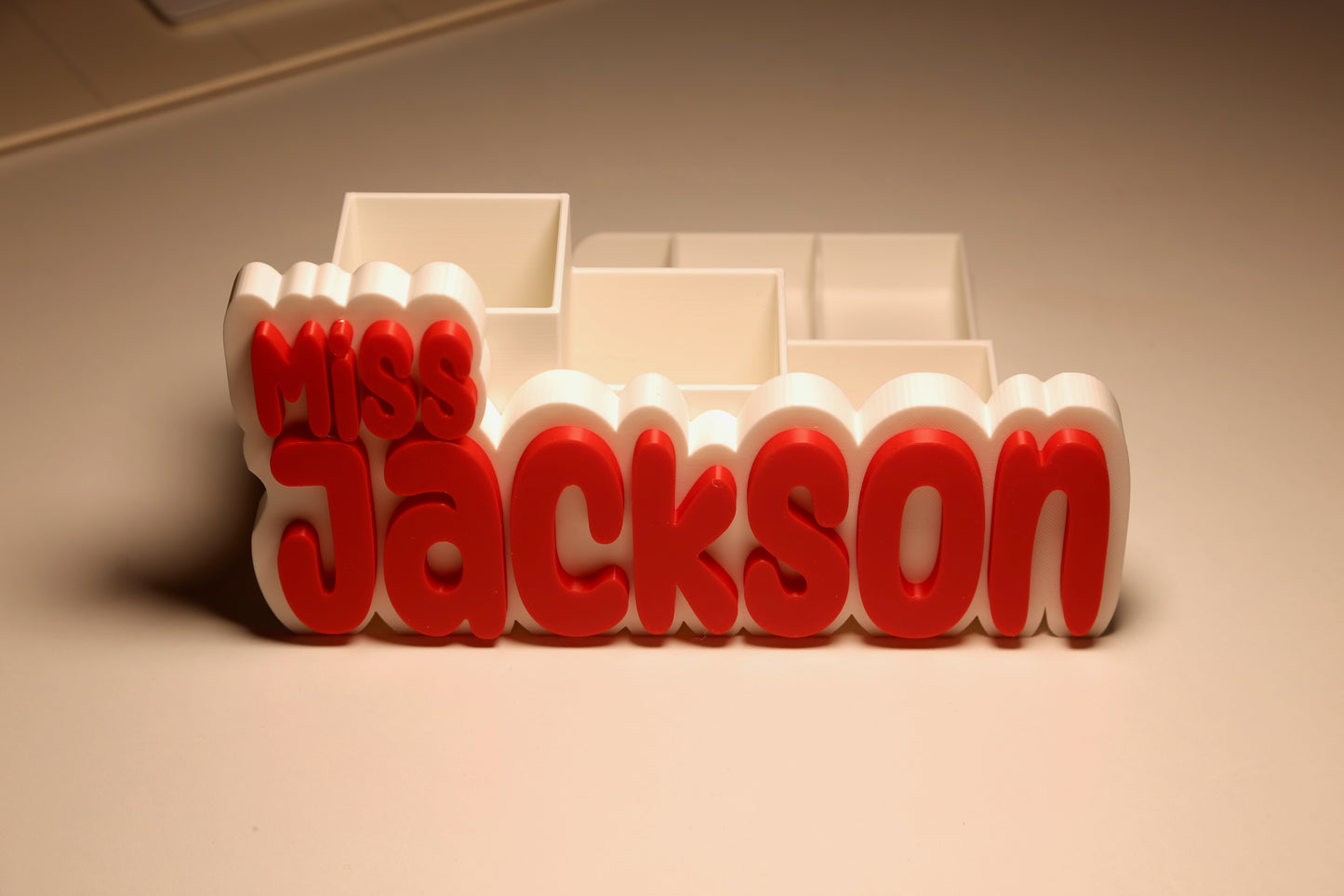 Custom Desk Organiser with 3D Name Plate – Personalized Gift for Teachers & Office Desks