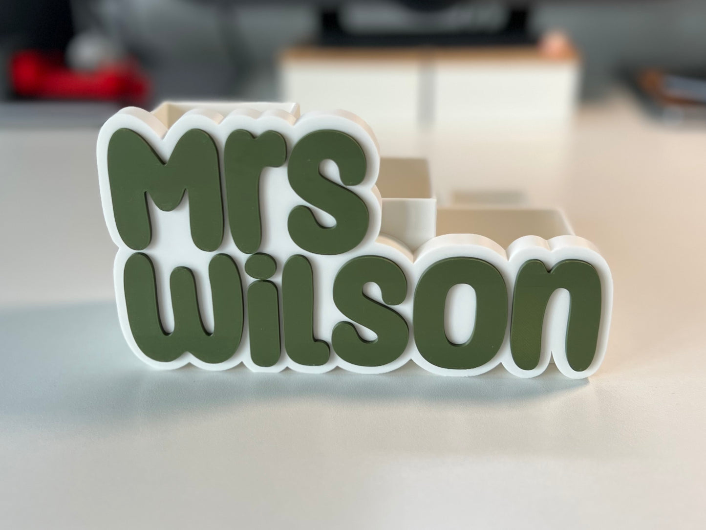 Custom Desk Organiser with 3D Name Plate – Personalized Gift for Teachers & Office Desks