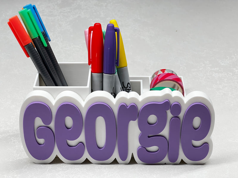 Custom Desk Organiser with 3D Name Plate – Personalized Gift for Teachers & Office Desks
